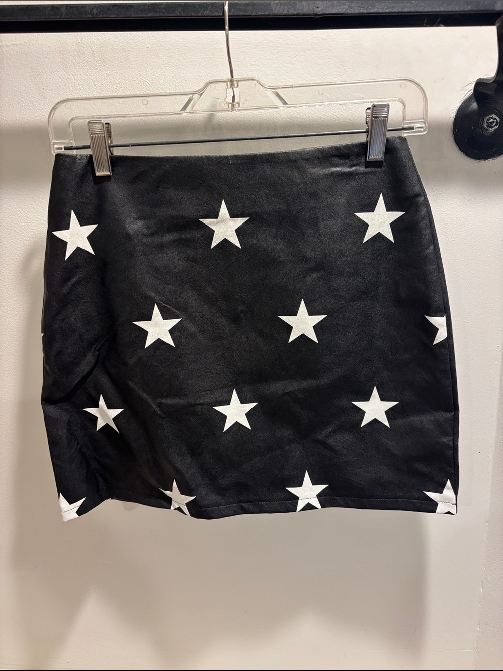 Altar'd State Black Mini Skirt with White Star Print